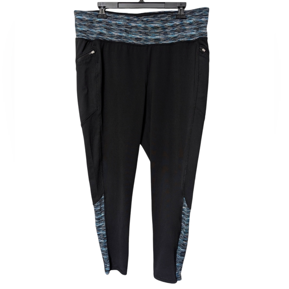 Livi Active Black and Blue Workout Athletic Leggings Women's Size 18/20